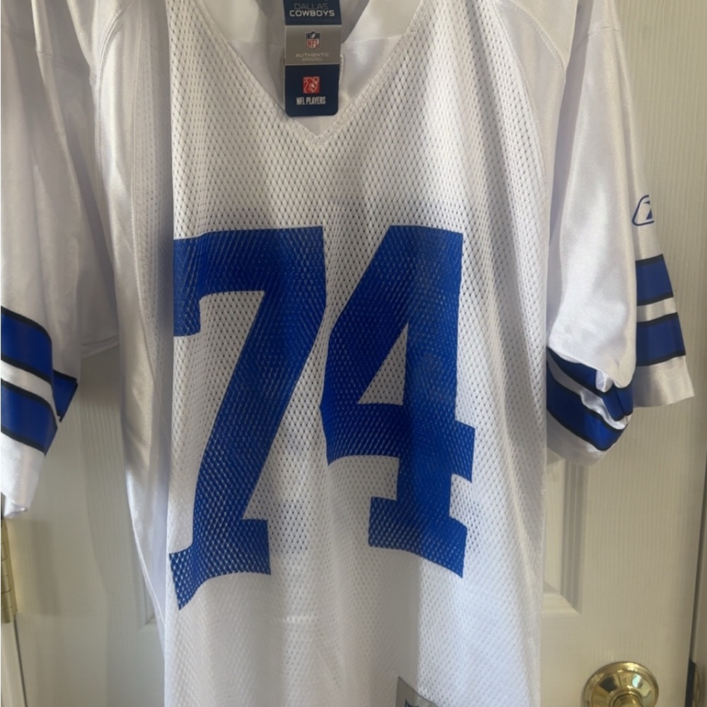 Dallas Cowboys #74 Bob Lily White Mesh Football Jersey - Blue Numbers